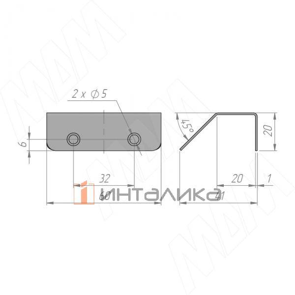 Профиль-ручка 32мм (L=60мм)  крепление саморезами белый матовый (PH.RU17.032.WHT) – 2
