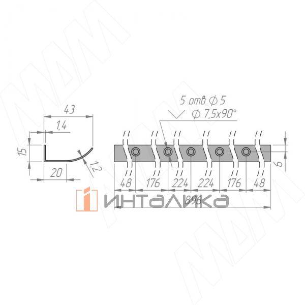 Профиль-ручка 896мм крепление саморезами золото матовое (PH.RU15.900.GL) – 3