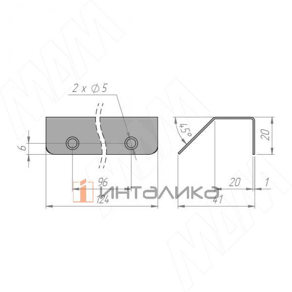 Профиль-ручка 96мм (L=124мм)  крепление саморезами золото матовое (PH.RU17.096.GL) – 2