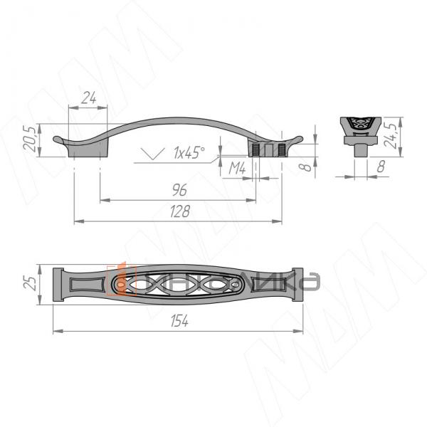 Ручка-скоба 96/128мм серебро состаренное (BH.42.096-128.AP) – 2