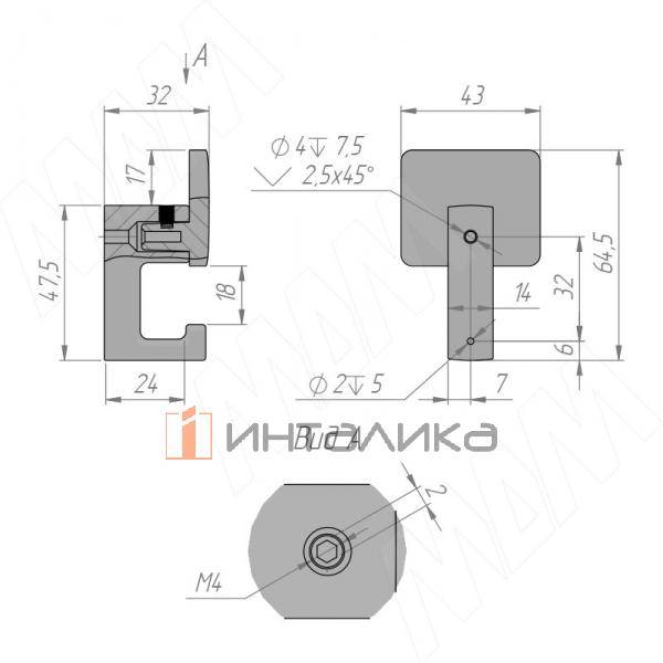 Крючок двухрожковый хром матовый (HK.14.SC) – 3