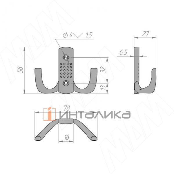 ARGUS Крючок двухрожковый белый матовый (HK.24.WTM) – 2