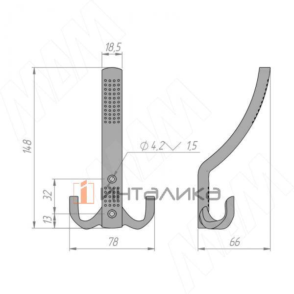 ARGUS Крючок трехрожковый хром матовый (HK.23.SC) – 2