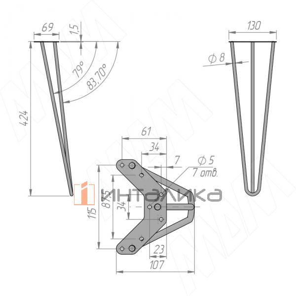 LOFT опора для стола V-образная, 111х430 мм, черный (LFT111x430 BLC) – 5