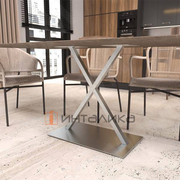 Лориш подстолье 700х400, H730+4мм, хром матовый (RAL 9006, муар) (LO730X700X400 CRM) – 5