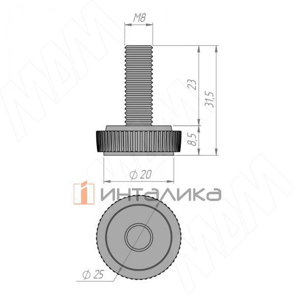 Ножка мебельная, М8 Х 25, черная (PI02.M8X25.BL) – 3