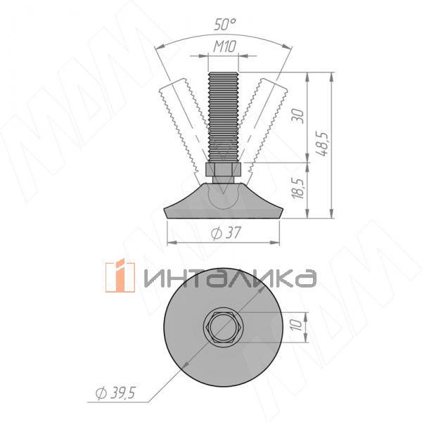 Ножка мебельная на подвижном шарнире черная, M10 x 30 (PI77.M10x30) – 5