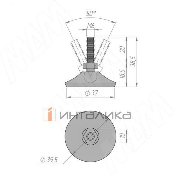 Ножка мебельная на подвижном шарнире черная, М6 х 20 (PI77.M6x20) – 5