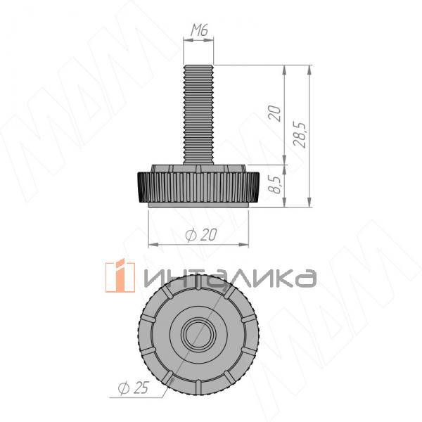 Ножка мебельная, М6 Х 20, серая (PI01.M6X20.GR) – 3