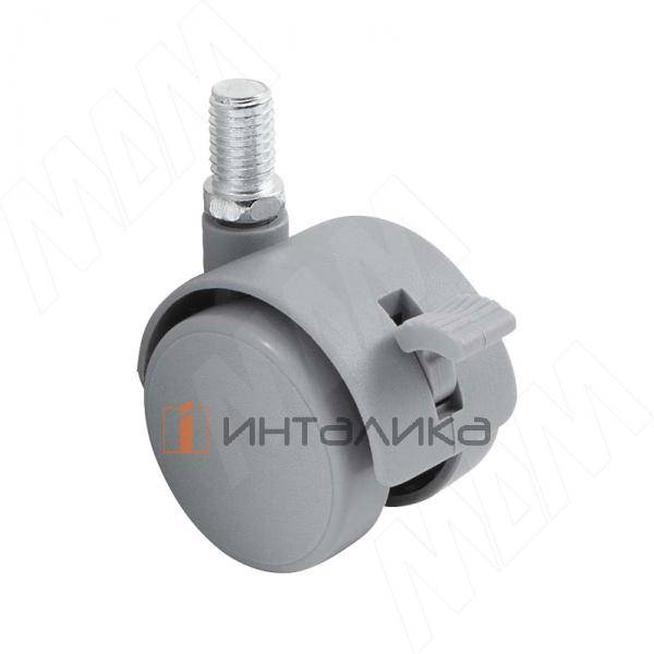 Опора двухколесная с винтом M8, D40 мм, со стопором, серая (OK-40/2-CT/GR) – 1