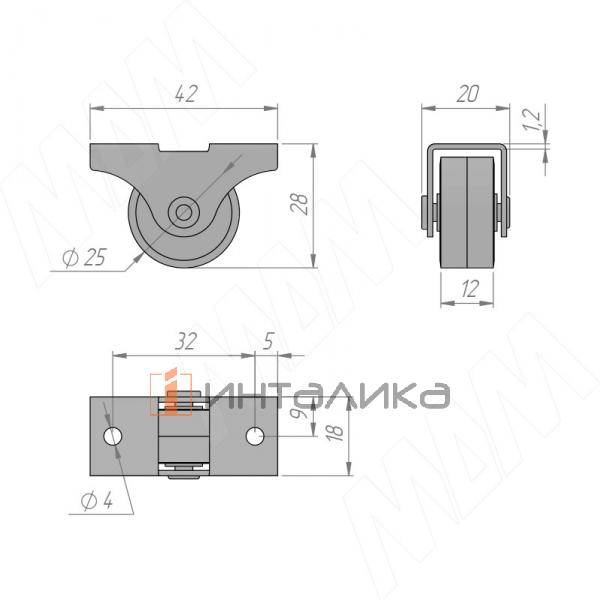 Опора колесная, прямоходная, высота 28 мм (KP-28) – 2