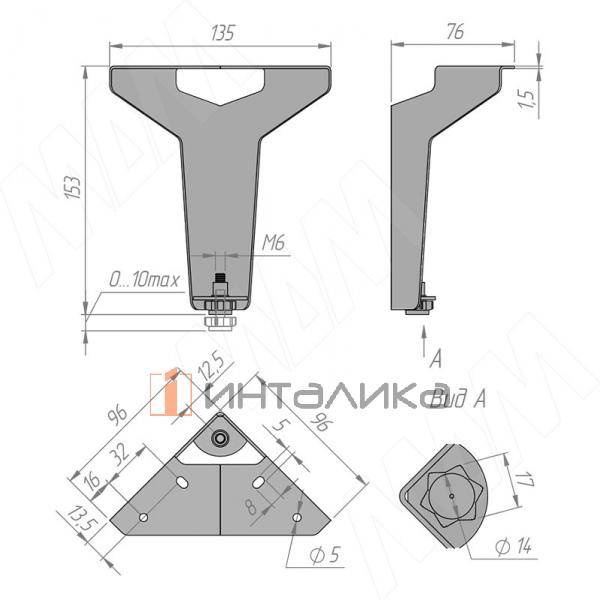 Опора декоративная Н150+10мм белый матовый (ADJ14.150.WHT) – 5
