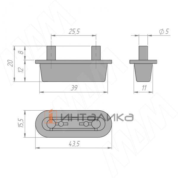 Подпятник двойной, под отверстия диаметром 5мм, белый (HL.43X15.WH) – 3