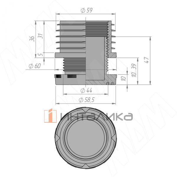 Подпятник регулируемый, для круглой трубы D60 мм, черный (HL.R.60.ADJ.BL) – 8