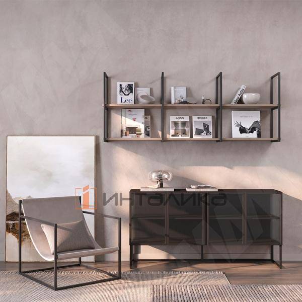 Металлокаркас-рамка для полок 740x350мм черный (RAL 9005, муар) (MF.02.740x350.BLC) – 4