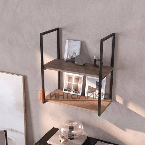 Металлокаркас-рамка для полок 740x350мм черный (RAL 9005, муар) (MF.02.740x350.BLC) – 3