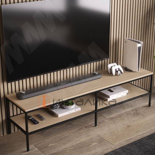 Металлокаркас-тумба напольная для ТВ 1800x450x450мм, черный (RAL 9005, муар) (MF.03.1800x450x450.BLC) – 3