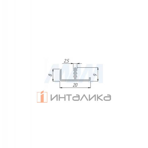 INTEGRO Профиль окантовочный врезной, для плиты 18 мм, 20х9х8, золото брашированное, L-6000 (IN05104A) – 2