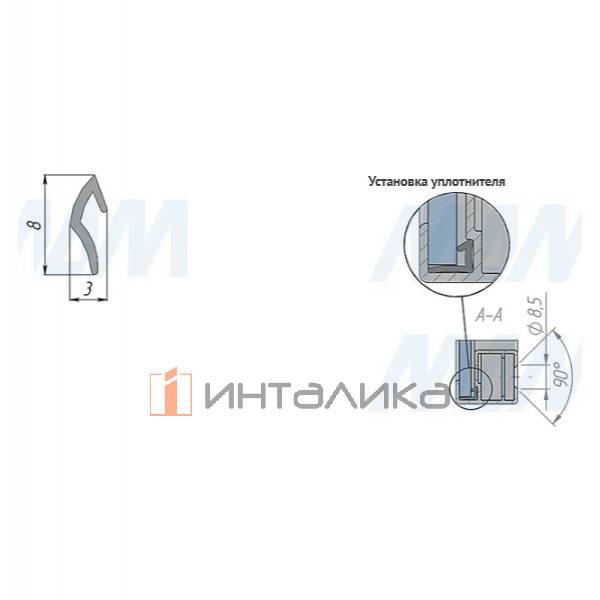 INTEGRO Уплотнитель для рамочного профиля, черный (КП 80 203 ЧР) – 3