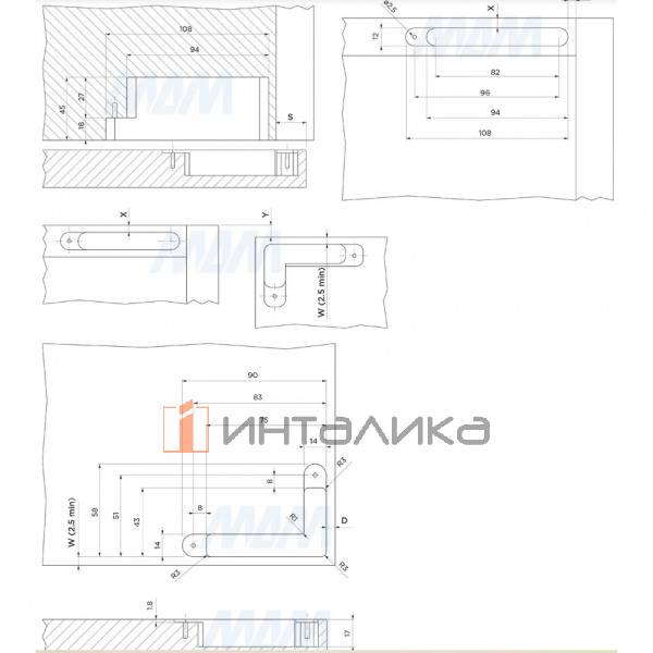 SECRET MAXI Комплект скрытых петель (90/105)  с плавным закрыванием  на один фасад, черный матовый (HH14800HBL) – 5