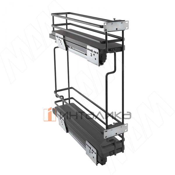 GALAXY Двухуровневая корзина 150 мм, эллипт. прут, противоск., с компл. креплений, с боковым крепл. лев., направл. плавн. закр. Nova Pro, графит (ELQGM152SXPRPOMASVGF) – 2