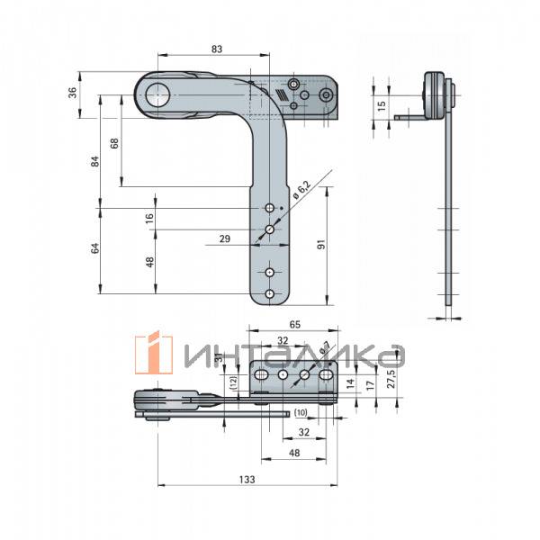 Механизм трансформации HETTICH Varioflex 0-105°, для регулировки подголовников, с плоской ножкой, правый, хромированный – 2