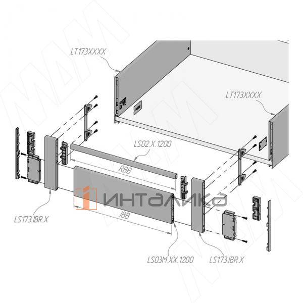 Фасадный профиль внутреннего ящика LS Box, графит 1200мм (LS03M.GP.1200) – 4