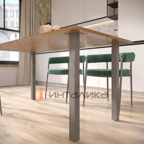 Пинск опора для стола квадратная, 50х50мм, H874+18 мм, хром матовый (RAL 9006, муар) – 4