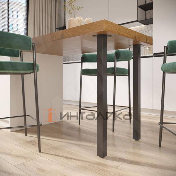 Пинск опора для стола квадратная, 50х50мм, H874+18 мм, черный (RAL 9005, муар) – 4