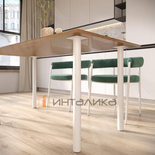 Левадия опора для стола круглая D51, H714+18 мм, белый (RAL 9003, муар)  (LDA50X50/710 WT) – 4