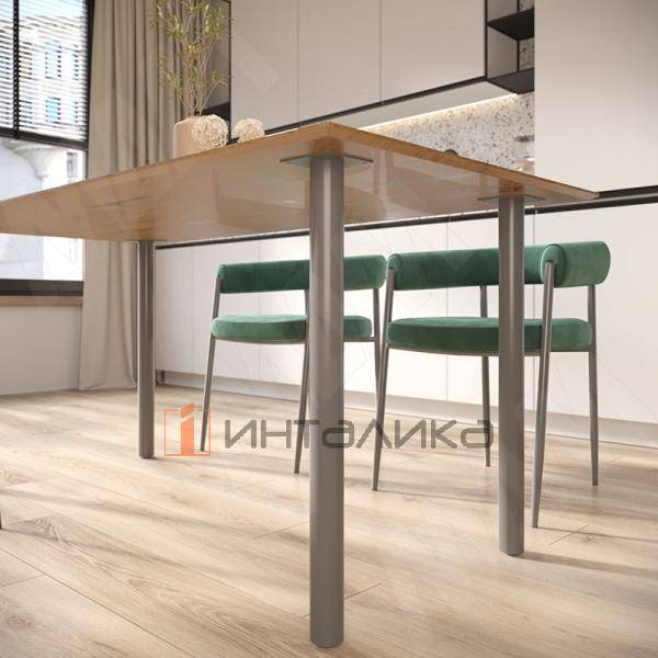 Левадия опора для стола круглая D51, H870+18 мм, хром матовый (RAL 9006, муар) – 2