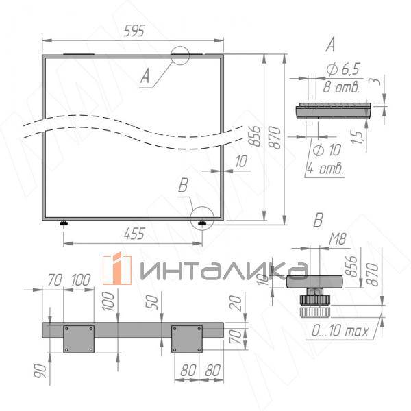Дижон опора для стола П-образная, 50х10, 595х870 (+10 мм), белый (RAL 9003, муар) – 7