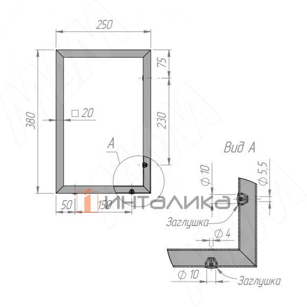 Металлокаркас-рамка для полок 380х250мм черный (RAL 9005, муар) – 3