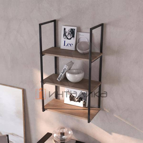 Металлокаркас-рамка для полок 1100x250мм черный (RAL 9005, муар) (MF.02.1100x250.BLC) – 4