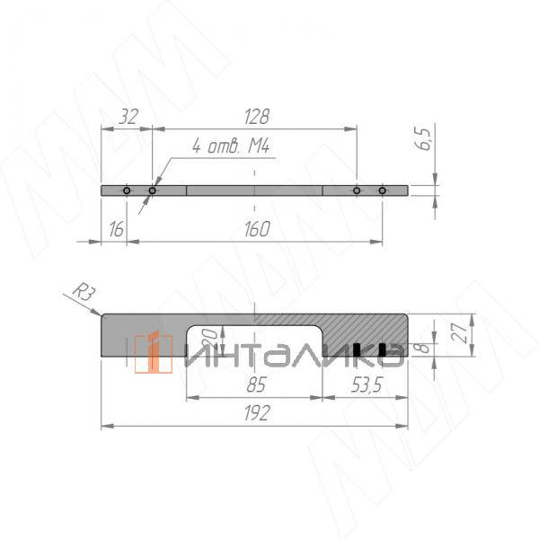 Профиль-ручка 128/160мм (L=192мм) алюминий матовый (PH.CN01.128-160.AL) – 3