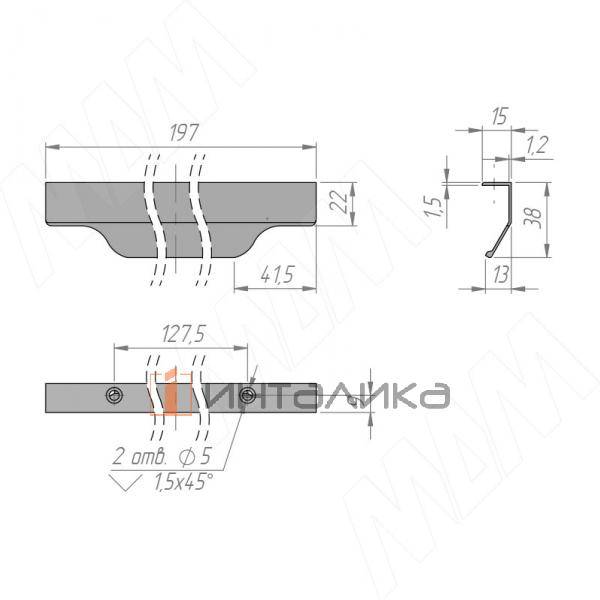 Профиль-ручка 200мм крепление саморезами нерж. сталь – 4