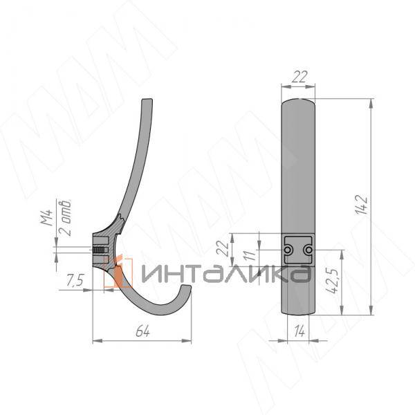 VERSA Крючок двухрожковый черный матовый – 2