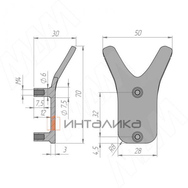 SEA Крючок двухрожковый графит – 2