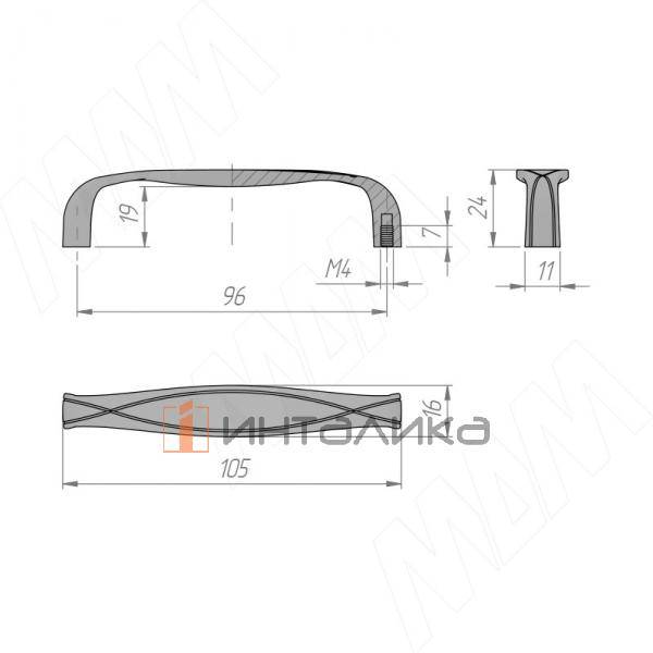 SERPENTE Ручка-скоба 96мм бронза состаренная – 3