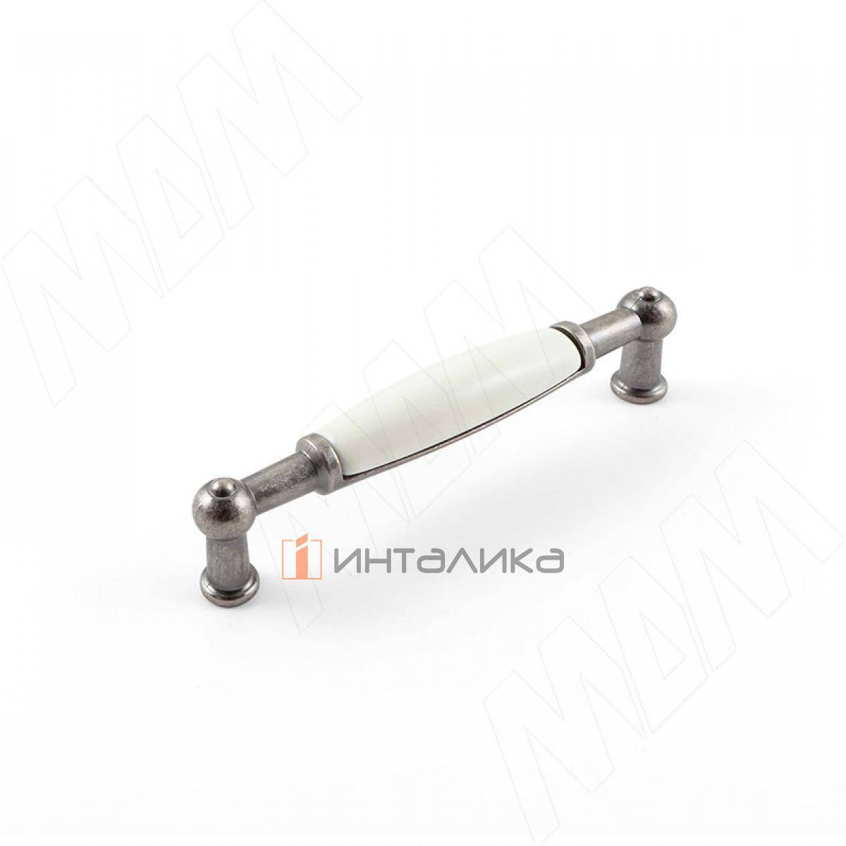 Ручка-скоба 96мм серебро состаренное/керамика