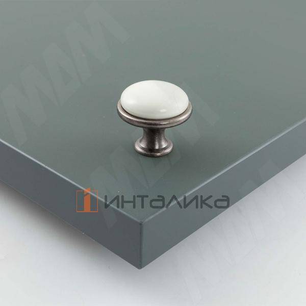 Ручка-кнопка D28мм серебро состаренное/керамика – 2