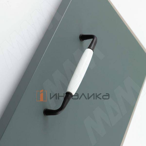 SCANDI Ручка-скоба 128мм черный матовый/керамика – 3