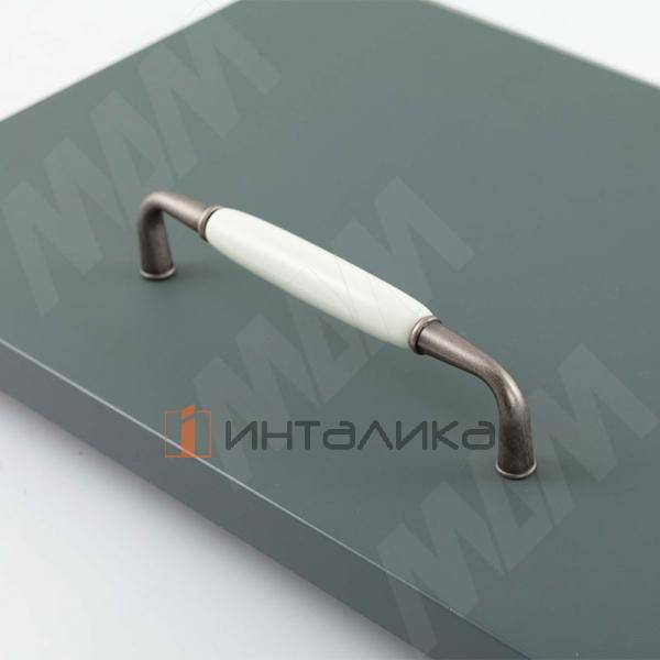 SCANDI Ручка-скоба 128мм серебро состаренное/керамика – 2