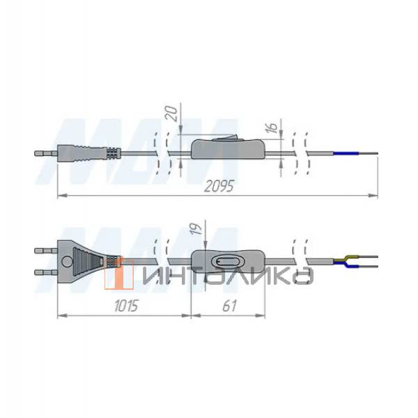Шнур сетевой, вилка S52, 2 м, с выключателем, черный – 2