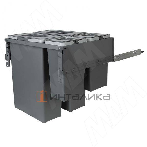 BLOCK 2.0 Система сортировки и хранения 600мм, 4 емкости (35л+35л+8л+8л), крепление к боков., напр.полн. выдвиж., плавн. закр. – 2