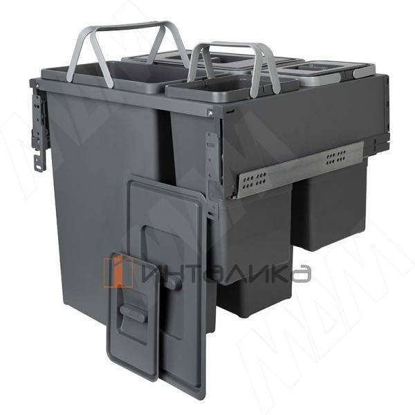 BLOCK 2.0 Система сортировки и хранения 600мм, 4 емкости (35л+35л+8л+8л), крепление к боков., напр.полн. выдвиж., плавн. закр. – 3