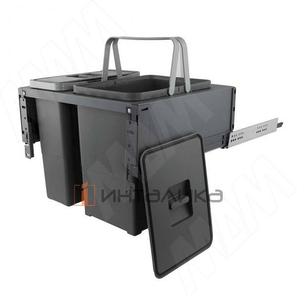 BLOCK 2.0S Система сортировки и хранения, фасад 500мм, 2 емкости (18л+12л), крепление к боков., напр.полн. выдвиж., плавн. закр. – 3