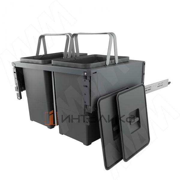 BLOCK 2.0S Система сортировки и хранения, фасад 600мм, 2 емкости (18л+18л), крепление к боков., напр.полн. выдвиж., плавн. закр. – 3