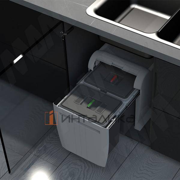 CITY Система сортировки и хранения, 2 емкости (18л+18л), авт. крышка, нижнее крепление – 6