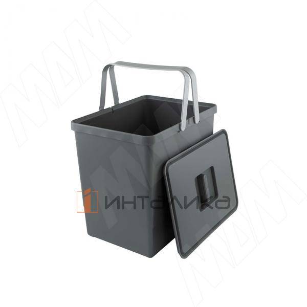 EASY Ведро для мусора подвесное 15л с крышкой, с крепежом, цвет серый базальт RAL7012 – 2